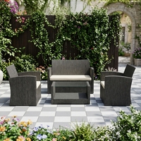 Ensemble de canapé en acier Joyeleisure KD 4 pièces avec coussins et table basse, design contemporain, pliable pour une utilisation en extérieur