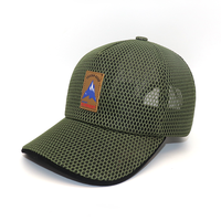 Casquette de baseball personnalisée en maille nid d'abeille avec patch en similicuir, respirante, imperméable, en polyester, unisexe, réglable, pour l'extérieur, vente en gros