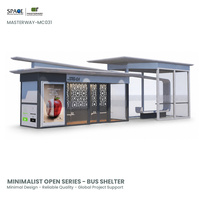 Abri de bus toutes saisons personnalisé avec salle d'attente climatisée, boîte lumineuse publicitaire et espace d'attente ouvert