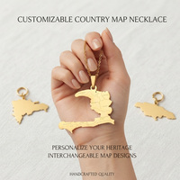 2025 vente en gros logo personnalisable métal acier inoxydable Haïti pays carte drapeau collier