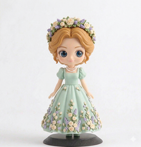 Figurine d'action personnalisée Q Version Sweet Girl avec robe superposée et nœud, figurine d'anime - Product Image 1