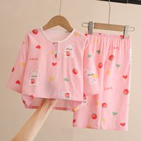 Ensemble de pyjamas décontractés 100 % coton pour enfants, vêtements de nuit d'été pour filles et garçons, vente en gros, vêtements d'intérieur pour bébés, motif dessin animé