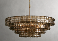 Arhaus Lampe murale moderne en verre fumé LED en acier inoxydable Ghiaccio ovale pour salon