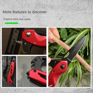 Cuchillo Mosquetón Rojo al por Mayor con Clip de Bloqueo, Rompecristales y Hoja Plegable, Ideal para Emergencias, Primeros Auxilios, Deportes y Programas de Venta Minorista - Product Image 2