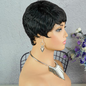 Venta al por mayor de pelucas cortas de corte pixie de cabello humano para mujeres negras hechas a máquina pelucas naturales baratas sin encaje cabello humano - Product Image 6