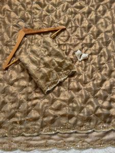 Sari Dhwaja de Lujo, Glamuroso y de Moda, con Cuentas Originales, Tela de Seda, 5.50 Metros de Largo, Estilo Tradicional - Product Image 4