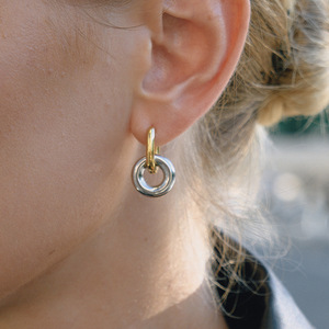 Geometric Double <b>Hoop</b> <b>Earrings</b> Stainless Steel Gold <b>Silver</b> Color Women Fashion Jewelry Gift <b>Earrings</b> - Product Image 3