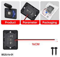 Chargeur USB-C double étanche 12-24V à montage sur panneau avec surveillance de tension pour bus, voiture, bateau, marine - Vente en gros, charge rapide