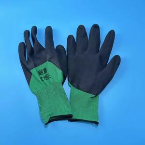Guantes de trabajo recubiertos de látex y espuma de nailon verde, con 13 agujas y hilo negro, antideslizantes, resistentes al desgaste, transpirables y aptos para manipulación. - Product Image 2