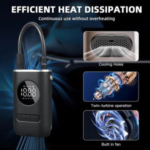 18L/Min Portable Cordless Tire Inflator Car Motorcycle <b>Bicycle</b> Ball Air Pump 150PSI Digital Auto Stop With LED Emergency <b>Light</b> - Product Image 3