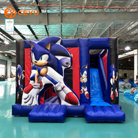 Château gonflable Ceyu avec impression Speed Line et toboggan incurvé pour la location de vacances