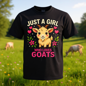 T-shirt Just A Girl Who Loves Goats noir unisexe taille adulte S M L XL XXL - Product Image 3