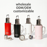 Thermos de voyage isotherme en acier inoxydable à double paroi de grande capacité 1000 ml avec poignée et couvercles pour l'extérieur