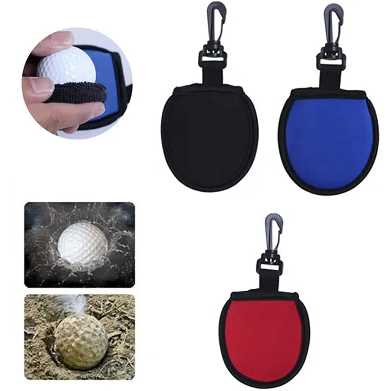 Spor için tek taşınabilir cep Golf çantası taşıma çantası ile plastik klips Golf topu temizleyici kılıfı Golf topu tutucu kapakları