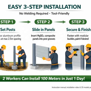 Clôture Modulaire de Style Européen en Aluminium, Profilés Composites Minéraux, Certifiée ISO, Résistante au Feu et au Vent, Idéale pour Jardin Extérieur - Product Image 4