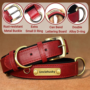 Custom <strong>Leather</strong> <strong>Dog</strong> <strong>Collar</strong> Soft Padded Heavy Duty <strong>Dog</strong> <strong>Collar</strong> with Custom Name Plate, Adjustable Pet <strong>Collar</strong> for All Breeds <strong>Dogs</strong> - Product Image 2