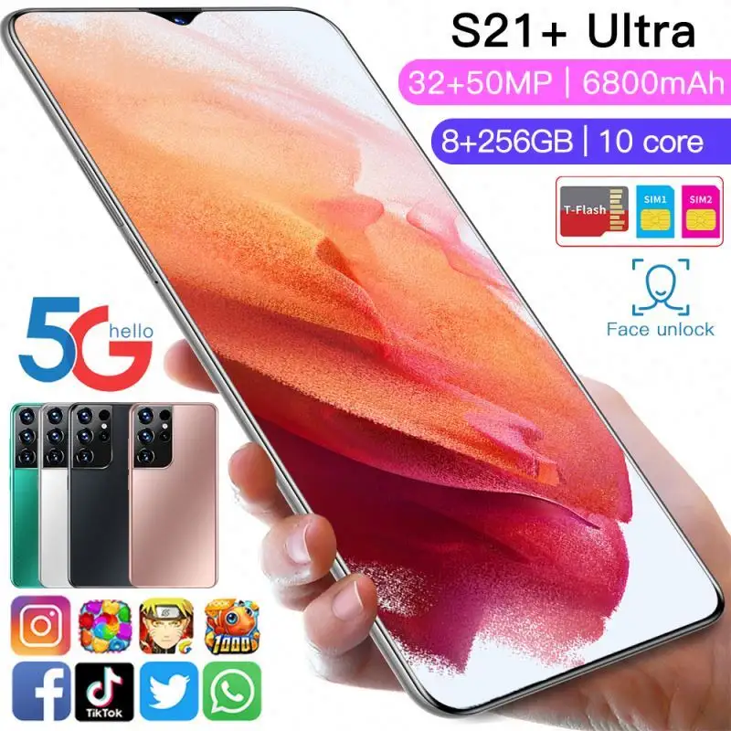 2023 Smartphone for Samsung Galaxy S21 Ultra 5G Android 11 Global Version 6.8 inch original unlock 16GB+512GB Mobile phones