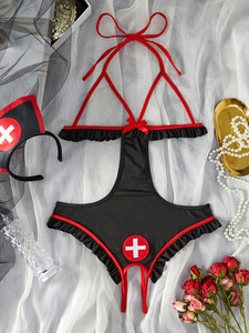 Sexy Women's Lingerie Set Hollowed Out Tight Fitting Jumpsuit Revealing Fun Lingerie Set Role Playing Clothing - Product Image 2