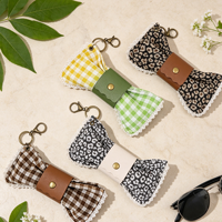 Étui à lunettes en tissu avec nœud mignon et chiffon de nettoyage, sac de rangement souple pour lunettes de soleil, étui à lunettes avec sangle à bouton-pression en cuir