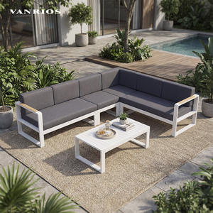 طقم أريكة خارجية فاخرة من الفولاذ بسعر المصنع، أثاث فناء من الألومنيوم، أريكة حديقة خارجية معدنية - Product Image 1