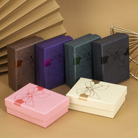 Boîte à bijoux de luxe en papier avec nœud papillon pour pendentifs, emballage pour bijoux et boucles d'oreilles, boîte de rangement pour colliers