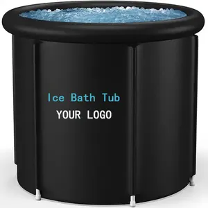 Customized Brand Nylon PVC 5 Layers Folding Portable Cold Plunge Recovery Therapy Ice Bath Tub With Cover Bag