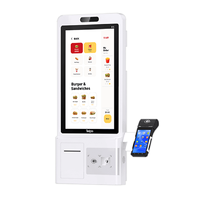 Monitor de pantalla táctil de 21,5 pulgadas para quiosco de autoservicio, máquina de pedido de comida rápida todo en uno, software de impresora de autopago