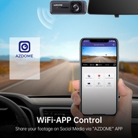 AZDOME kamera mobil M200, kamera dasbor HD penuh WIFI Built-in g-sensor WDR kotak hitam mobil mudah dipasang kamera dasbor 1080P pintar