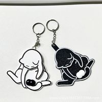 Porte-clés interactif lapin de dessin animé, pendentif rotatif et oscillant, porte-clés amusant en plastique, cadeau pour les amoureux des chats, vente en gros