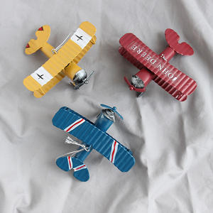 Figurines d'<span class=keywords><strong>avion</strong></span> rétro en fer modèle d'<span class=keywords><strong>avion</strong></span> en métal, planeur Vintage, biavion Miniatures, décoration de la maison - Product Image 4