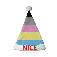 Chapeau de Noël personnalisé avec drapeau arc-en-ciel de la fierté omnisexe, chapeau de fête en polaire corail doux pour le Mois de la Fierté et les costumes de fête d'Halloween
