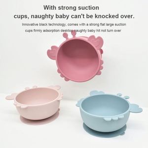 Plato de Silicona de Grado Alimenticio con Forma de Cangrejo para Bebés, Plato de Succión Antideslizante para la Alimentación de Niños Pequeños, Diseño de Dibujos Animados - Product Image 4