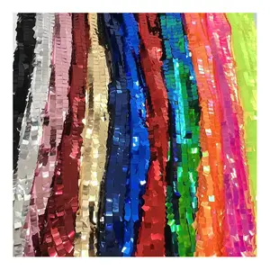 100% Polyester large 25mm square sequin stage style embroidered mesh fabric
