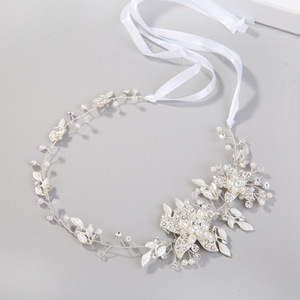Bandeau de <span class=keywords><strong>mariage</strong></span> couleur argent perle strass, accessoires de cheveux pour femmes, accessoires ornements de cheveux, bijoux couvre-chef de mariée - Product Image 6
