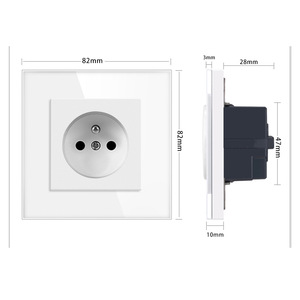 French Wall <b>Socket</b> 82mm Tempered Glass Panel 16A 250V Round Base Box Home Use - Product Image 1