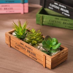 Small wooden <b>succulent</b> planter box for indoor greenery, flowers, and gardening; vintage wooden <b>succulent</b> flower <b>pot</b>, - Product Image 4