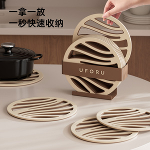 Uforu <b>Round</b> Heat Resistant Placemat For Kitchen <b>Table</b> <b>Dining</b> Anti Scalding Mat With Stand - Product Image 3