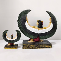 Statue de déesse en résine peinte, style européen, ailes écartées, pose agenouillée, mythe exotique, base noire dorée, décoration de bureau intérieure, cadeau
