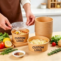 Contenants jetables en papier enduit de qualité alimentaire, anti-fuite, avec logo personnalisé JAN GOO, pour l'emballage de salades et de fruits