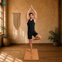Tapis de yoga en liège naturel imprimé par transfert thermique 4mm 5mm, personnalisable avec logo OEM ODM, vente en gros LEECORK