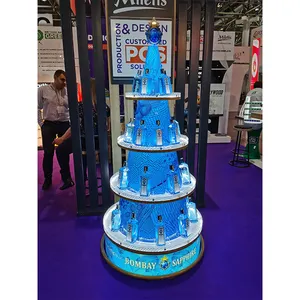 Customization Acrylic Pyramid Layered bombay sapphire Display wine tower for Wholesale