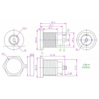DC022D Soket Daya DC Berulir untuk Pemasangan Panel, Arus Tinggi, Kontak Tembaga Penuh, Soket DC 5.5x2.1/2.5mm, Konektor DC Betina Vertikal