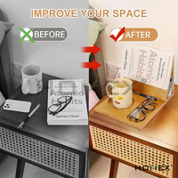 Support de livre en bambou avec porte-gobelet, support de lecture réglable en bois avec plateau de rangement pour bureau et cuisine