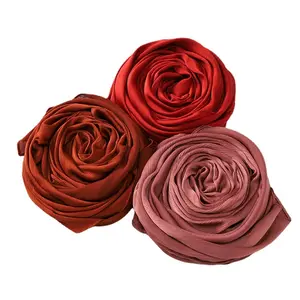 2024 Wholesale Popular Pure Color Tudung Borong Arab Dubai Polyester Foulard Women Muslim Scarfs Hijab Supplier