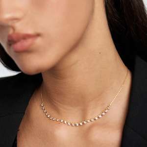 قلادة فضية عيار 925 مطلية بالذهب من الشركة المصنعة للمجوهرات، قلادة أنيقة مرصعة بالألماس والزركونيا المكعبة - Product Image 3