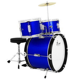 Vente en gros SALDE L7006 Ensemble de batterie jazz pour enfants Tambourin 2-12 ans Trois tambours, un cymbale, double couche, métal, bois massif - Product Image 4