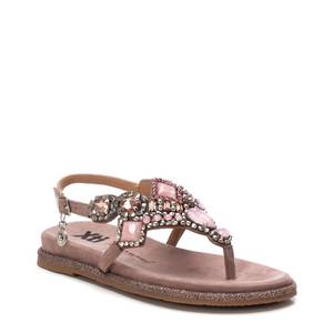 Sandali piatti da donna Xti con cinturino a T, in finta pelle scamosciata, con strass e perline, modello 144017 Wisteria, calzature estive - Product Image 2
