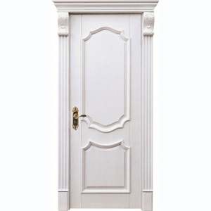 Porte en bois massif de style classique sur mesure avec cadre et quincaillerie, porte intérieure de luxe, porte en bois blanc avec motif sculpté - Product Image 1