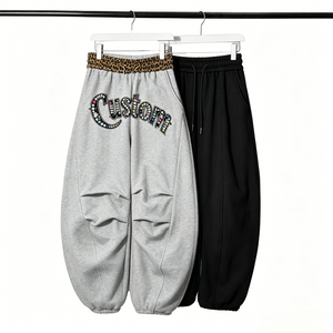 High Quality Customizable Comfortable Wide Leg Straight Leg <b>Oversized</b> <b>Sweatpants</b> Cotton Patchwork Baggy <b>Sweatpants</b> Men - Product Image 1