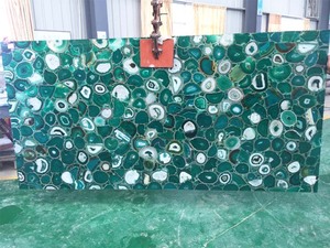 Seimi-quý Agate đá slab sang trọng gạch slab trang trí nội thất lớn đá quý tường Bảng điều khiển - Product Image 5